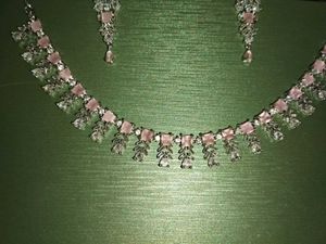 Elegant Pink Stone Necklace Set