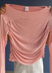Sheer Ruched Long Sleeve Top