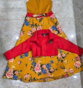 Girls' Party Dress with Jacket(Size-26)