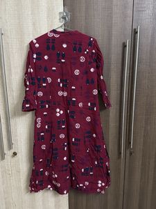 Maroon Printed Dress
