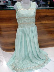 Elegant Light Green Ethnic Gown with pant