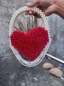 Heart Beaded Clutch Bag