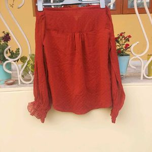 Brick Red Embroidered Top