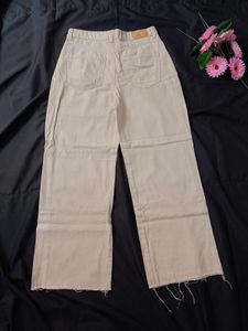 Light Beige Wide Leg Jeans