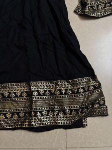 Elegant Black Kurta with Gold Border