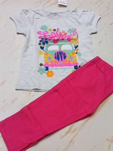 4-6 year Girl's Outfit: Graphic Tee &amp; Cropped Pant