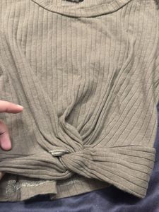 Olive Green Knit Crop Top