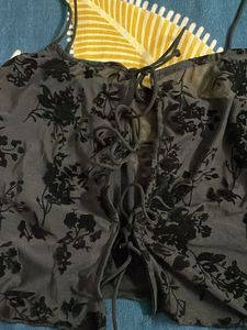 Sheer Floral Tie-Front Top