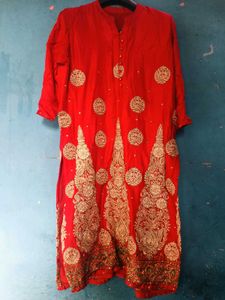 Elegant Red & Gold Kurta