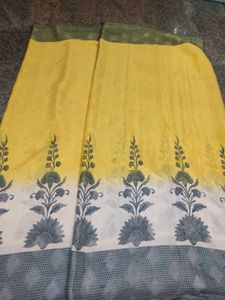 Satin Yellow Saree