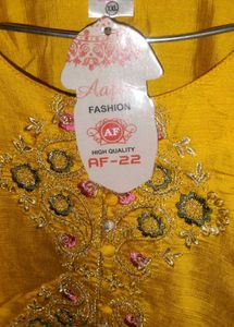 Embroidered Yellow Kurta set with dupatta