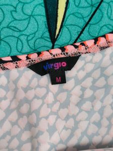 Pink Heart Print Tie-Front Crop Top