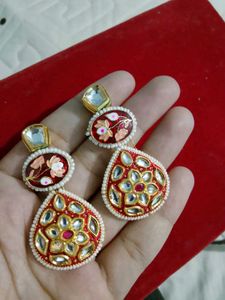 Elegant Red Floral Drop Earrings