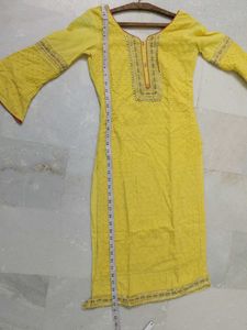 Bright Yellow Chikankari Kurta Set