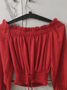 Red Off-Shoulder Top