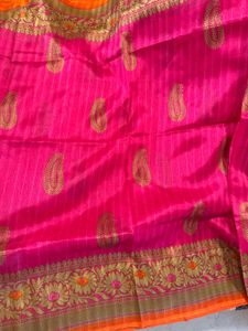 Elegant Pink &amp; Orange Silk Saree