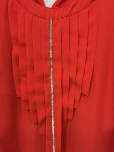 Red Pleated Front Blouse