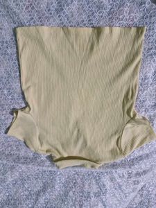 Ribbed Yellow Polo Crop Top