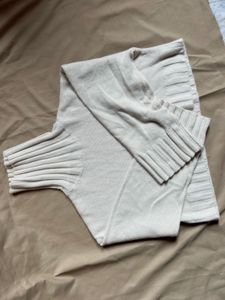 Cream Ribbed Turtleneck Cropped Sweater