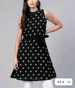 Stylish Black Kurta with White Print