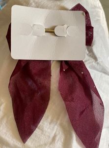 Burgundy Long tail Sparkle Hair Bow
