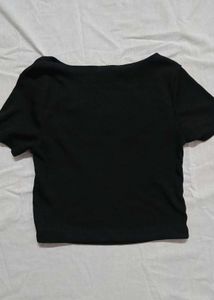 Chic Black Cut-Out Ribbed Crop Top