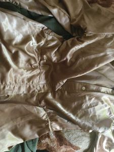 Versia Branded Silk Golden Shirt Dress