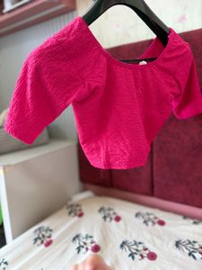 Vibrant Pink Textured Blouse