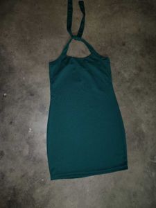 Elegant Green Halter Neck Dress