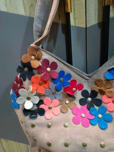 Felt Flower Accent Shoulder Bag
