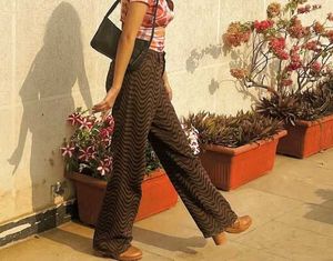 Brown Wave Pattern Pants