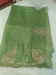 Stunning Green Embellished Saree