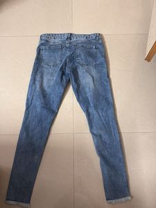 Blue Distressed Rose Patch Jeans