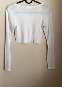 Ribbed Knit Long Sleeve Crop Top