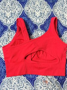 Red Ribbed Sports Bra❤️
