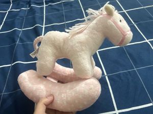 Musical Pink Plush Rocking Horse Toy
