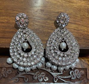 Sparkling Statement Earrings with Pearls