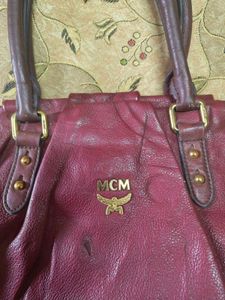 Authentic MCM Burgundy Leather Bag