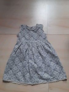 Girls Grey Floral Print Dress