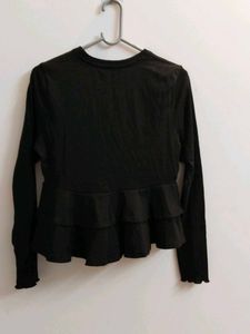 Black Peplum Long Sleeve Top- Brand New