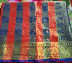 Beautiful Stone And Mirror Work Saree