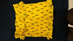 Yellow Smocked Top with Bird Print