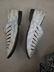 Stylish White Leather Cut-Out Shoes