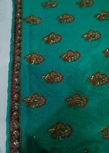 Stunning Teal Embroidered Saree