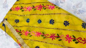Vibrant Yellow Embroidered dupatta