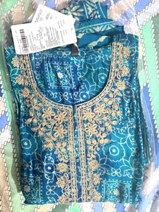 Beautiful Teal Kurta Set with Embroidery