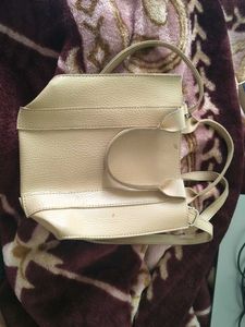 Beige Faux Leather Mini Tote Bag