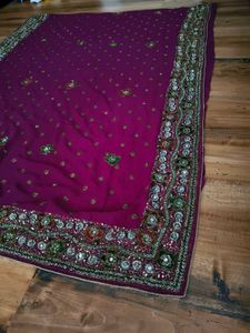 y2k purple heavy handwork saree..
