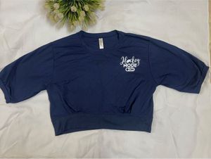 Navy Blue "Hockey Mode On" Crop Top