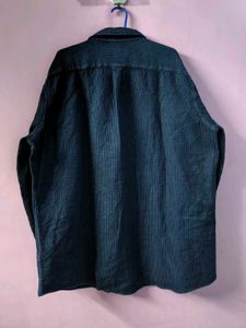 Men's Blue Textured Button-Down Shirt